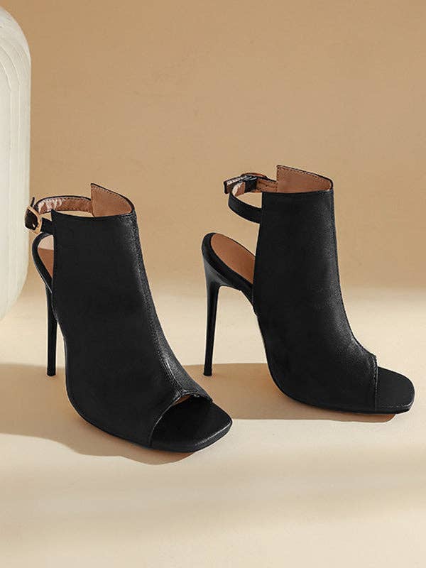 VividLux - Wholesale High Heels - Women's - Belt Buckle Peep Toe Split-Joint Pumps Sandals11