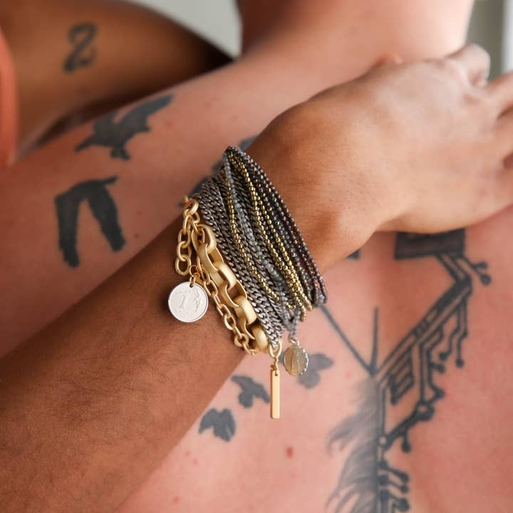 Catherine Page Jewelry - Wholesale Link & Chain Bracelet - Fillmore Multi Strand Bracelet in Gold/Silver2