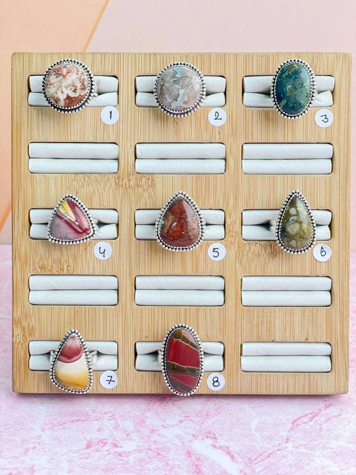 Anéis de Laje de Pedra Mista por atacado de Krush Kandy