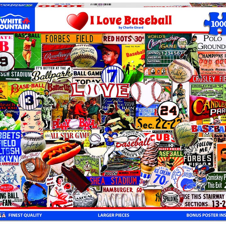 White Mountain Puzzles - Wholesale Puzzle - Adult - I Love Baseball (1748pz) - 1000 Piece Adult Jigsaw Puzzle