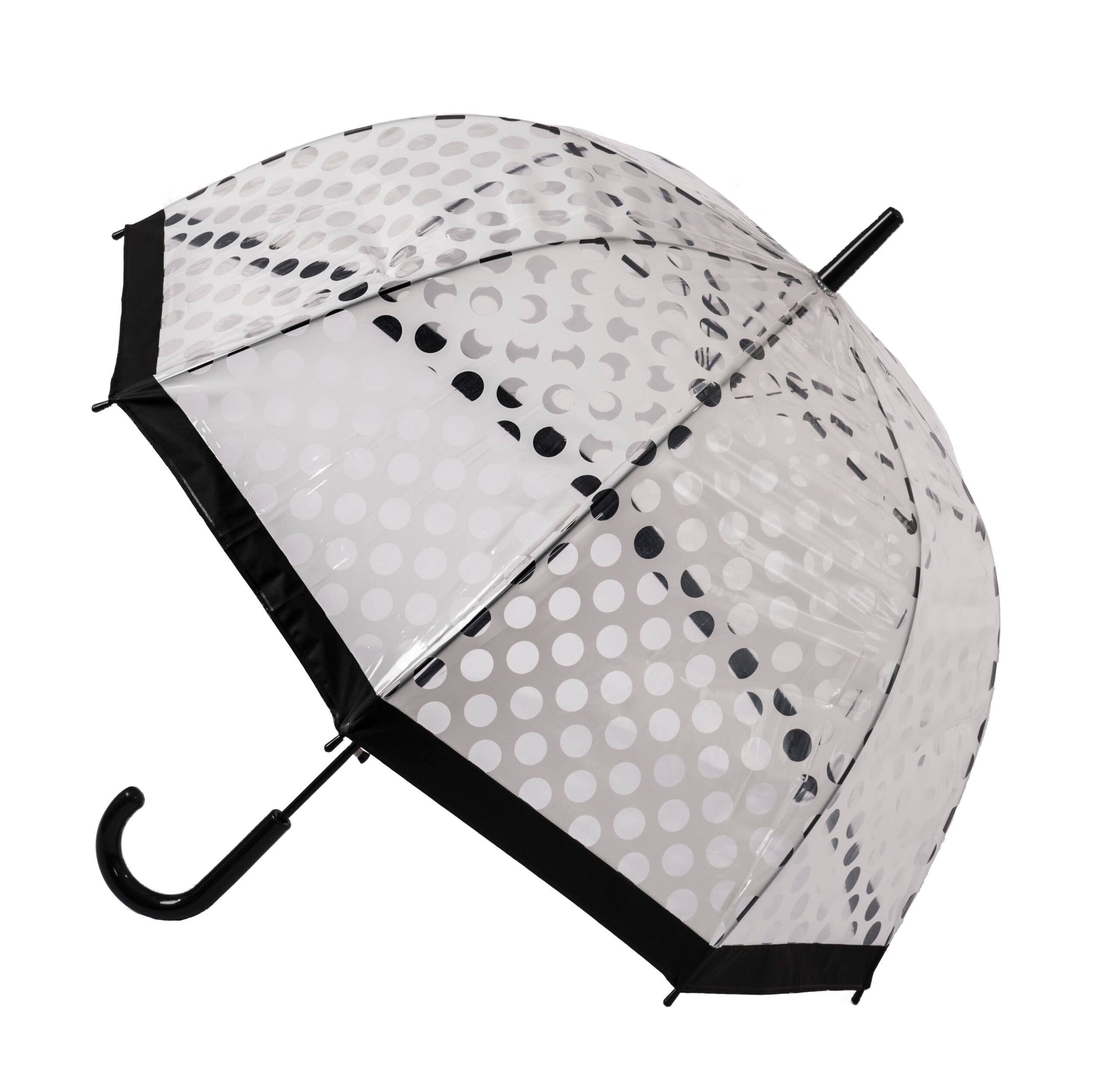 Clear Dome Stick Umbrella with White polka dots from Soake for wholesale on Faire
