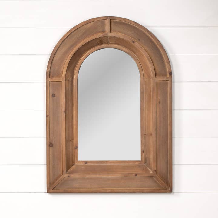 Ragon House - Venta al por mayor Espejos de pared - ESPEJO DE PARED ARQUEADO DE MADERA OSCURA DE 42,25"