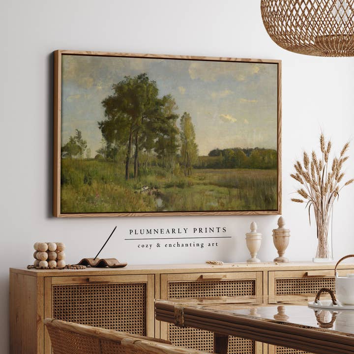 Country Field Landscape Oil Painting Framed Canvas Art 5 for wholesale by Plumnearly Prints