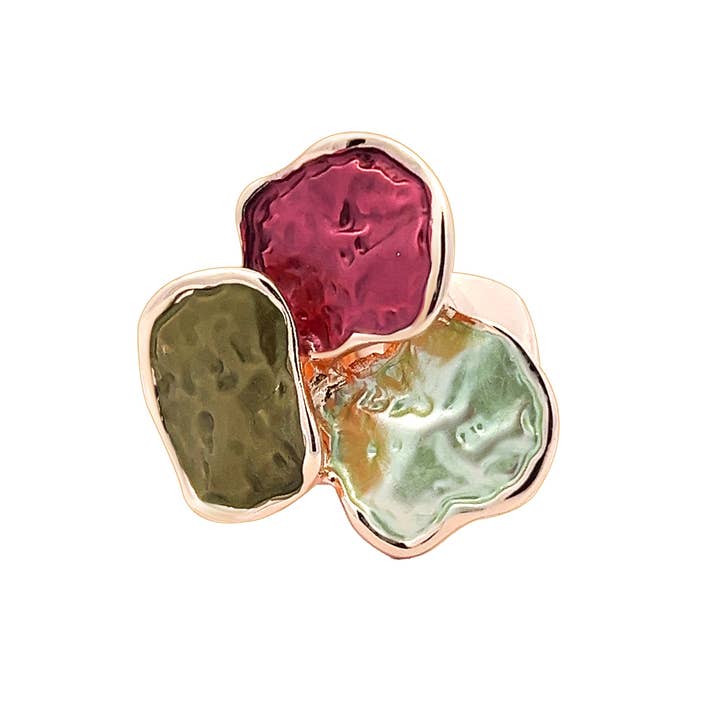 AMORINO SRL - Wholesale Cocktail/Statement Ring - CLOVER ENAMELED ELASTIC RING - SW23456E1801