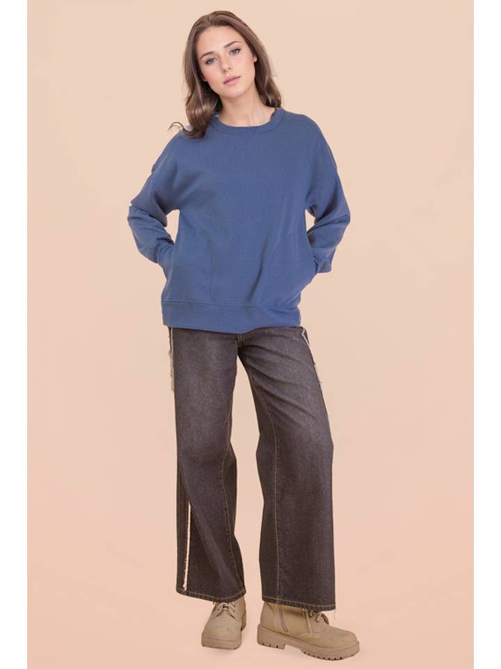 VERY J - Wholesale Knit Top - Women's - NT12385-Oversized Casual Comfy Solid Knit Top25