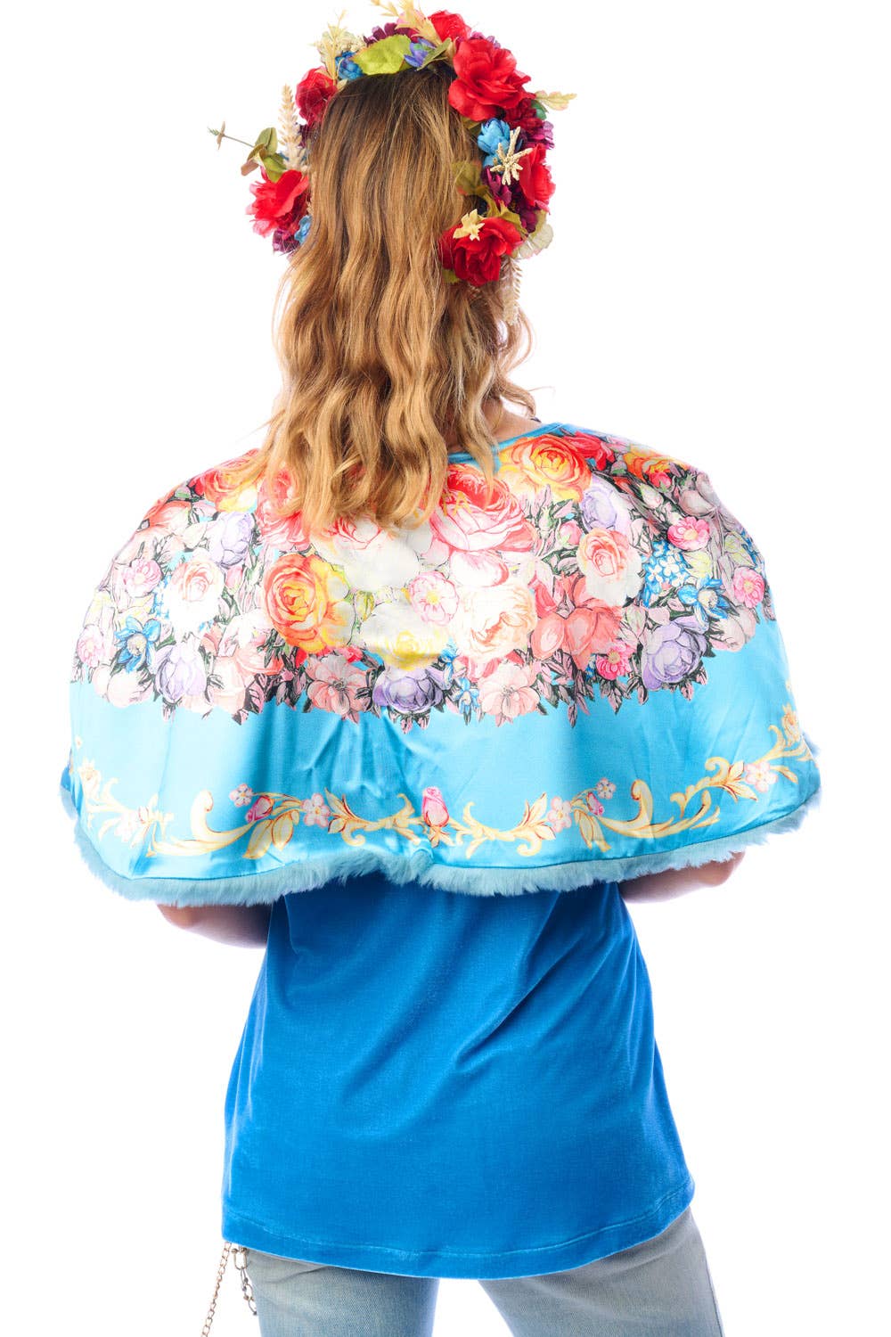 Teal Grace Kelly Reversible Fur Cape for wholesale on Faire4