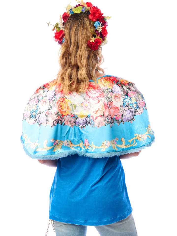 Teal Grace Kelly Reversible Fur Cape for wholesale on Faire4