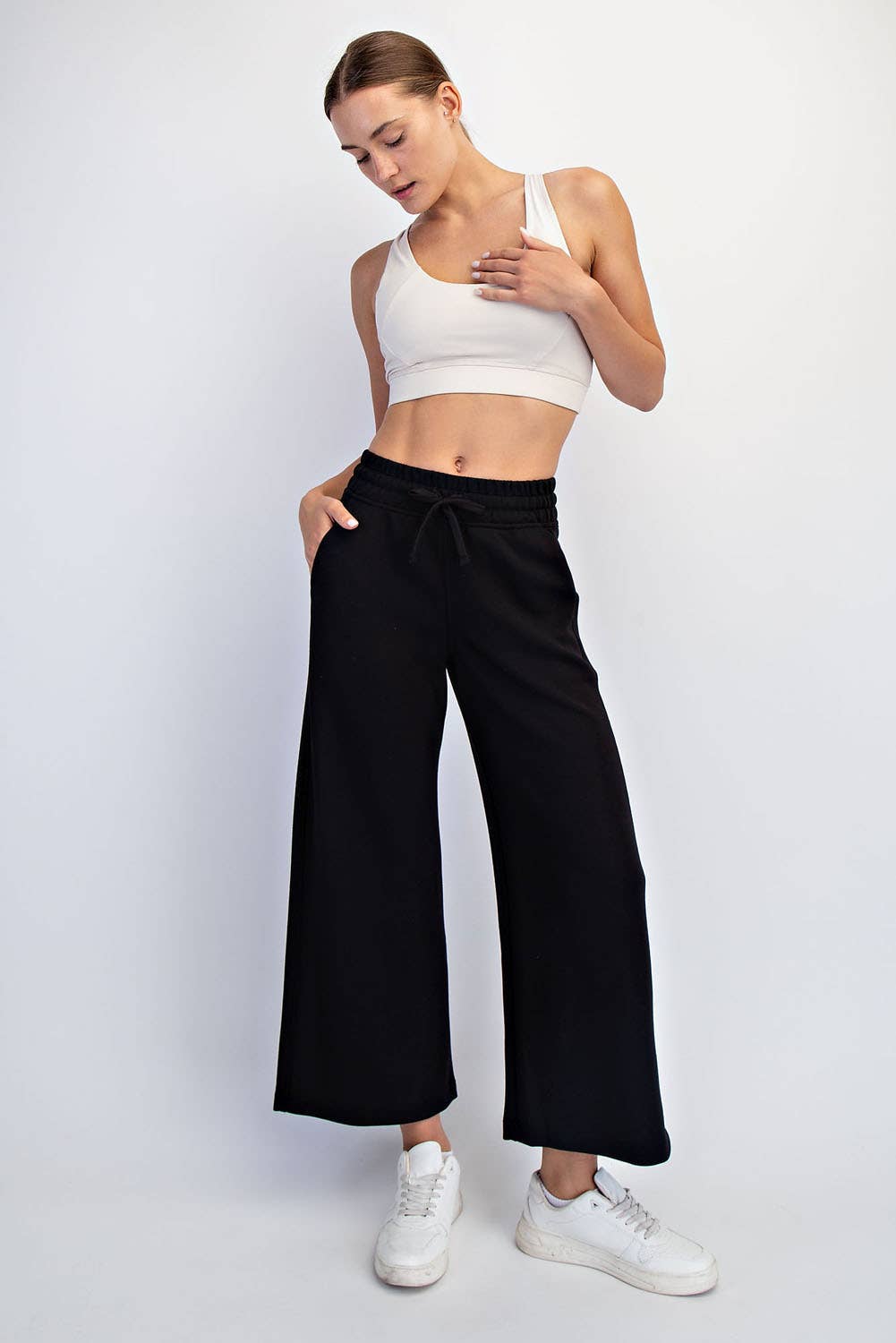 Peace Love Line - Wholesale Pants - Women's - PL9595 - MODAL SCUBA CROPPED WIDE PANT3