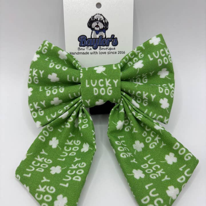 Lucky Dog Sailor Bow, st. Patricks day pet accessories for wholesale by Baylor's Bow Ties