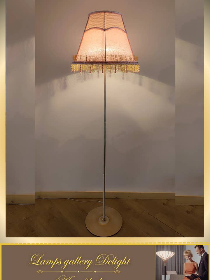 Floor lamp, pink lamp, Victorian floor lamp, fairy lamp, fabric shade, handmade! 3607 for wholesale by DelightLamps