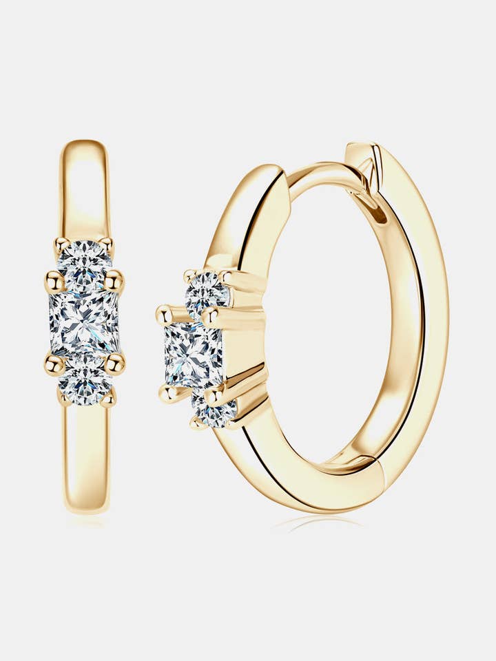 Moissanite Platinum-Plated 925 Sterling Silver Huggie Earrings for wholesale by Sparkala