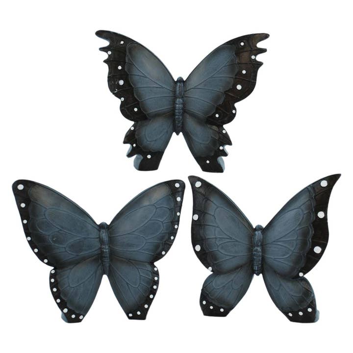 3 Asst Blue Resin Butterflies for wholesale by WT Collection