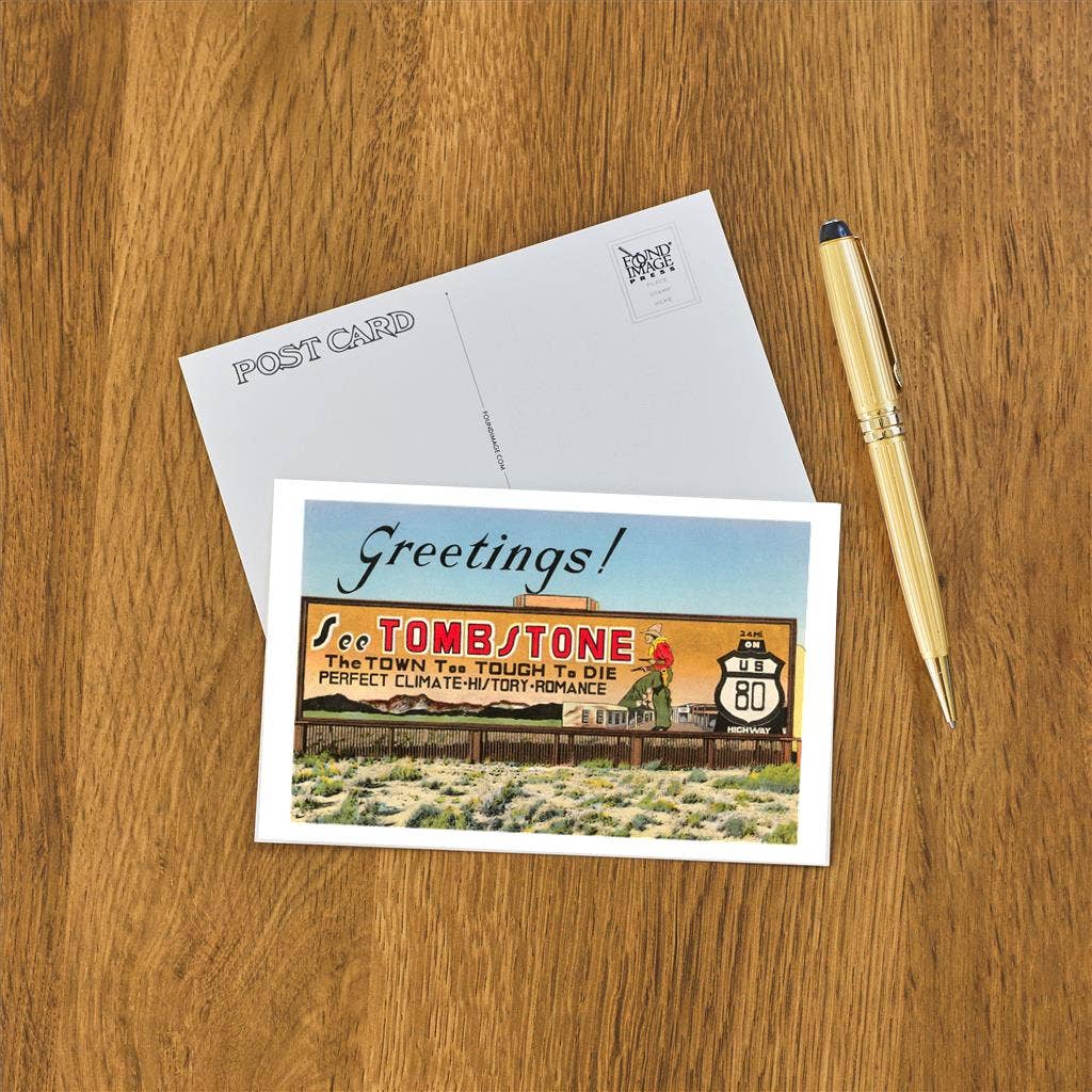 Found Image Press - Wholesale Postcard - Postcard AZ-197 Greetings, Tombstone Billboard1