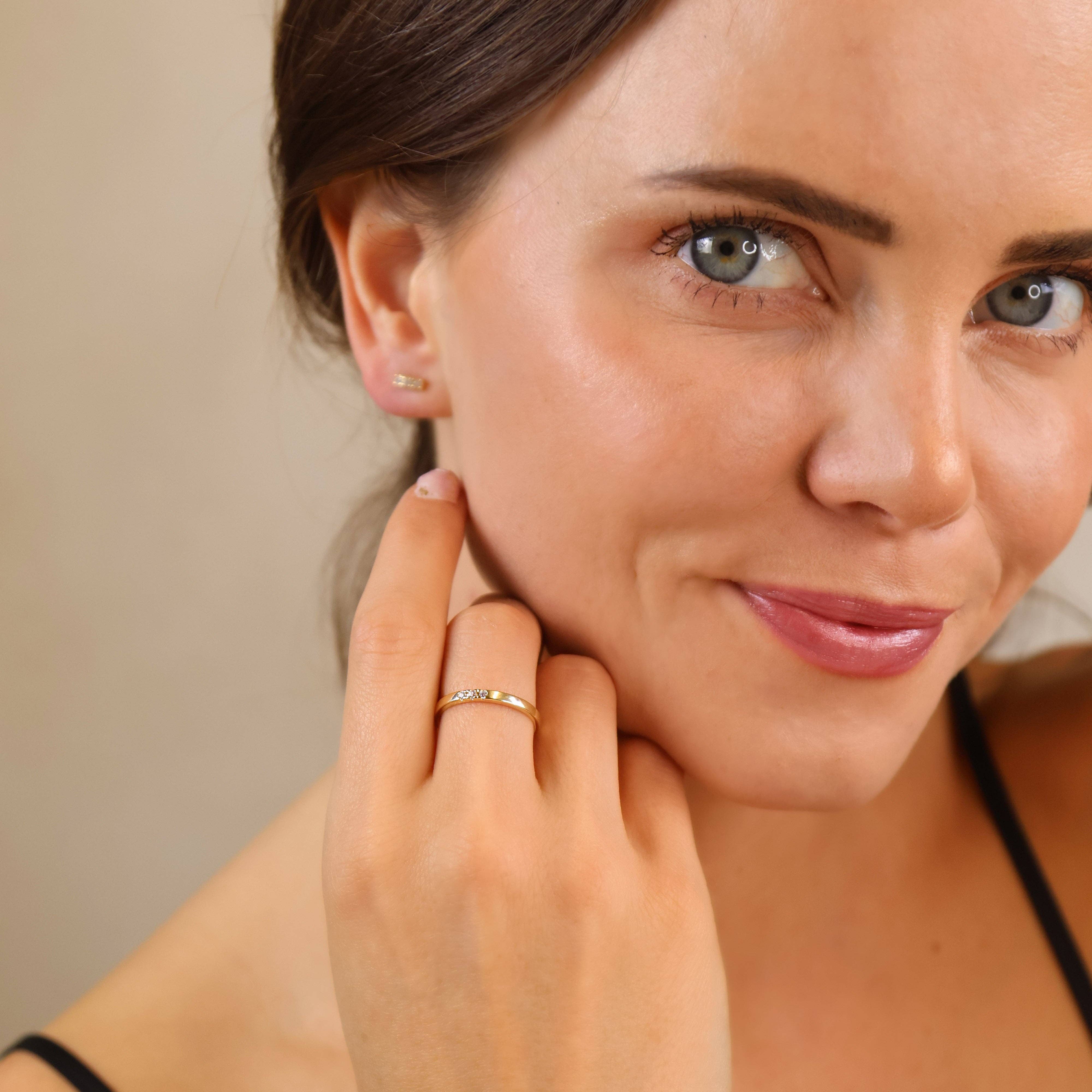 GoldFi - Wholesale Band/Stacked Ring - 18k Gold Filled Delicate CZ Band Ring1