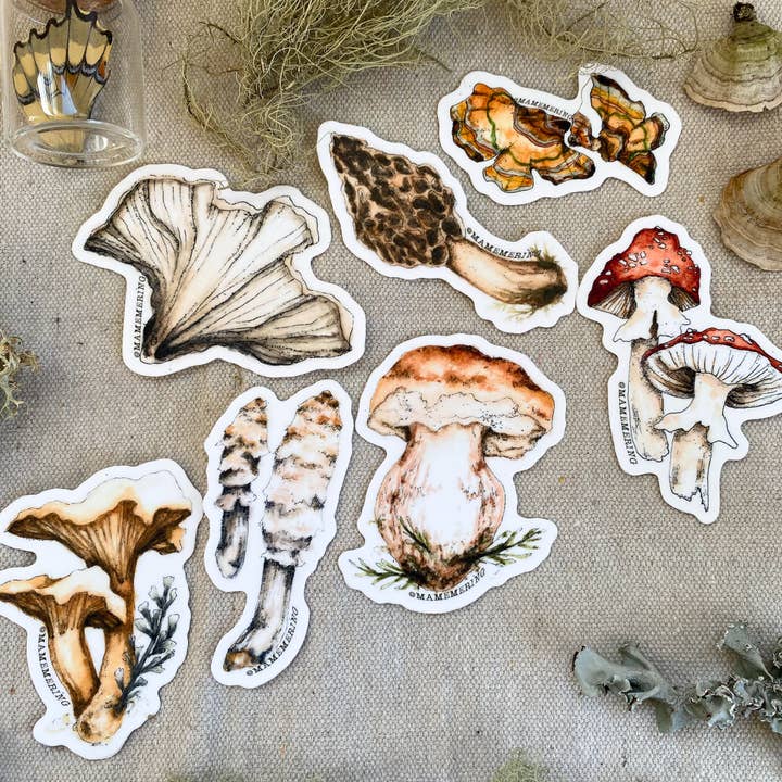Pack d'autocollants "Champignon" pour la vente par Madison Memering (mamemering)
