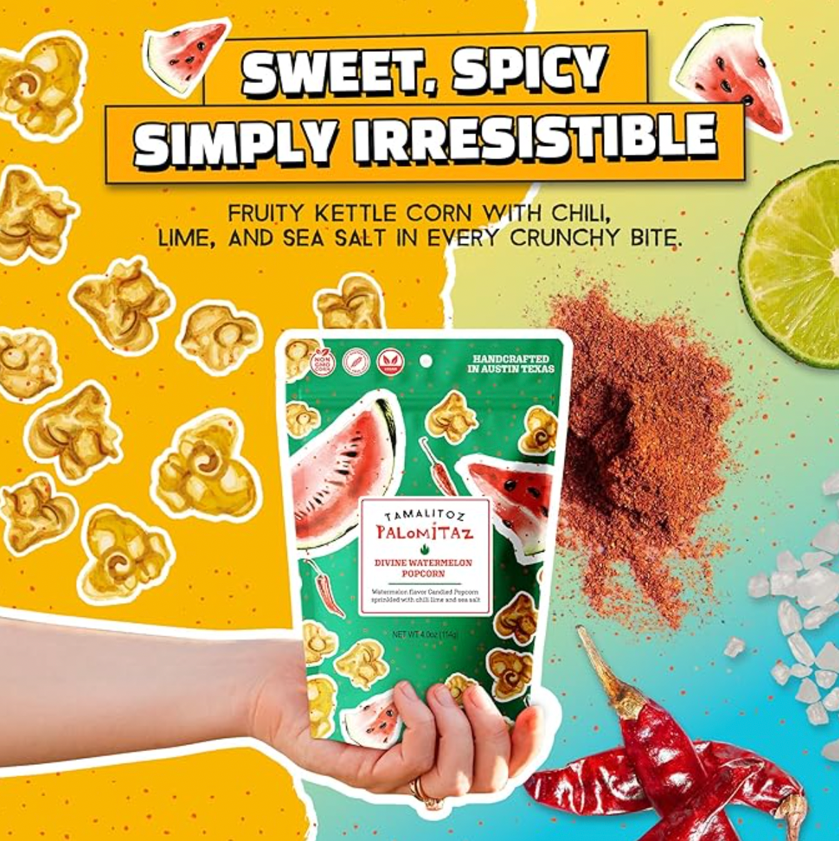 Sugarox Candy Studio LLC - Wholesale Popcorn - Tamalitoz Divine Watermelon Palomitaz Popcorn 12CT1