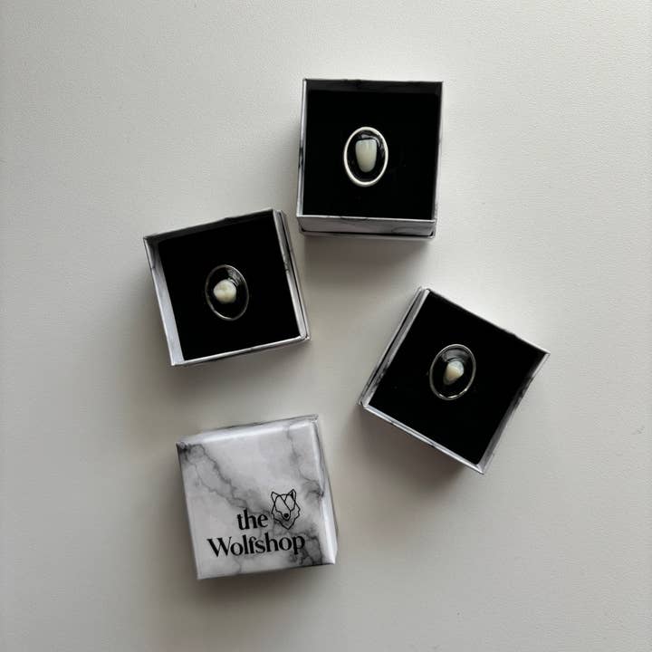 The Wolfshop - Wholesale Single Stone/Solitaire Ring - Oddity Ring - Resin Human Tooth Canine4