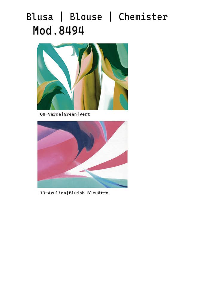 LOURDES CASTILLO - Wholesale T-Shirt - Women's - 368494L PRINTED CHIFFON TOP WITH BOW COLLAR2