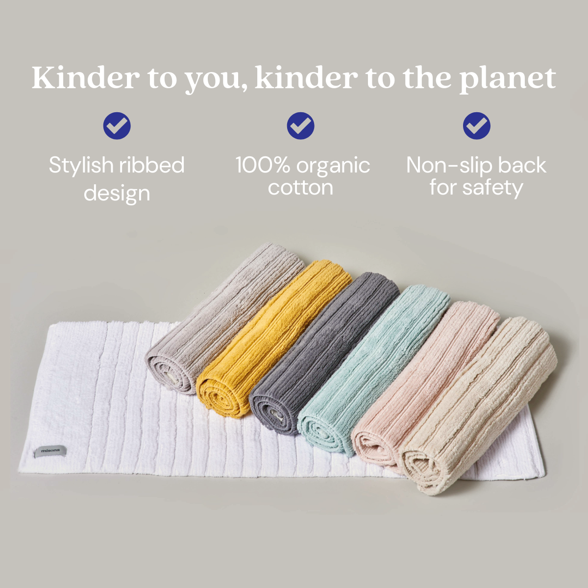 Misona - Wholesale Towel Set - Ribbed Organic Cotton Bath Towels & Face Cloths5