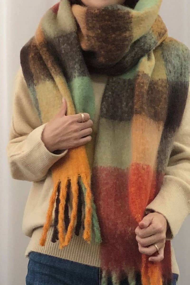NINEXIS - Wholesale Scarf - Women's - CWASC03407_COLOR PLAID FUZZY WARM SCARF WINTER THICK SHAWL12