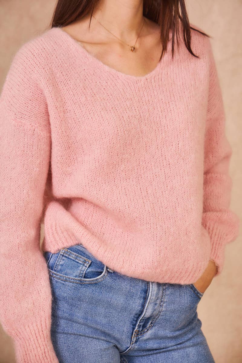 Calie Paris - Wholesale Knit Sweater - Women's - V-Neck Kid Mohair Sweater9