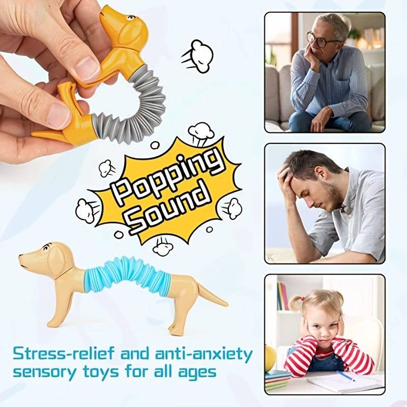 Naomi's Happy Place Shop - Wholesale Fidget Toy - Kids - Dog Telescopic Tube; Autism Sensory Toys; 4Pcs pop Tubes; Fidget Toys for Kids Girls; Toddler Toys; Kids Toys; Sensory Toy; Dog Party Favors5
