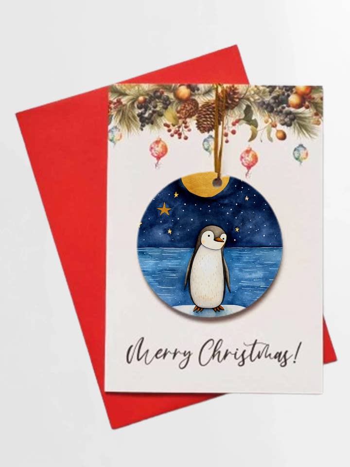 Frohe Weihnachten, arktisches Tier, Pinguin, mit abnehmbarer Weihnachtskugel für den Großhandel von Homemade Hollydays Wholesale