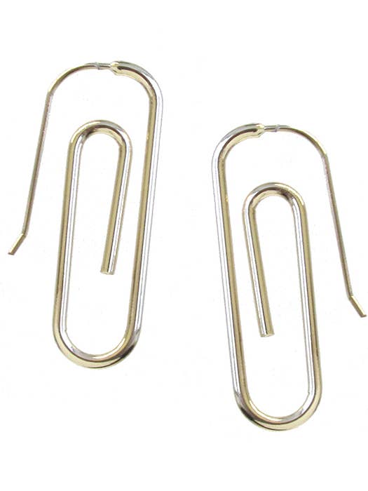 ( Y347 ) PAPER CLIP THEME METAL EARRING for wholesale by Jewelry Max