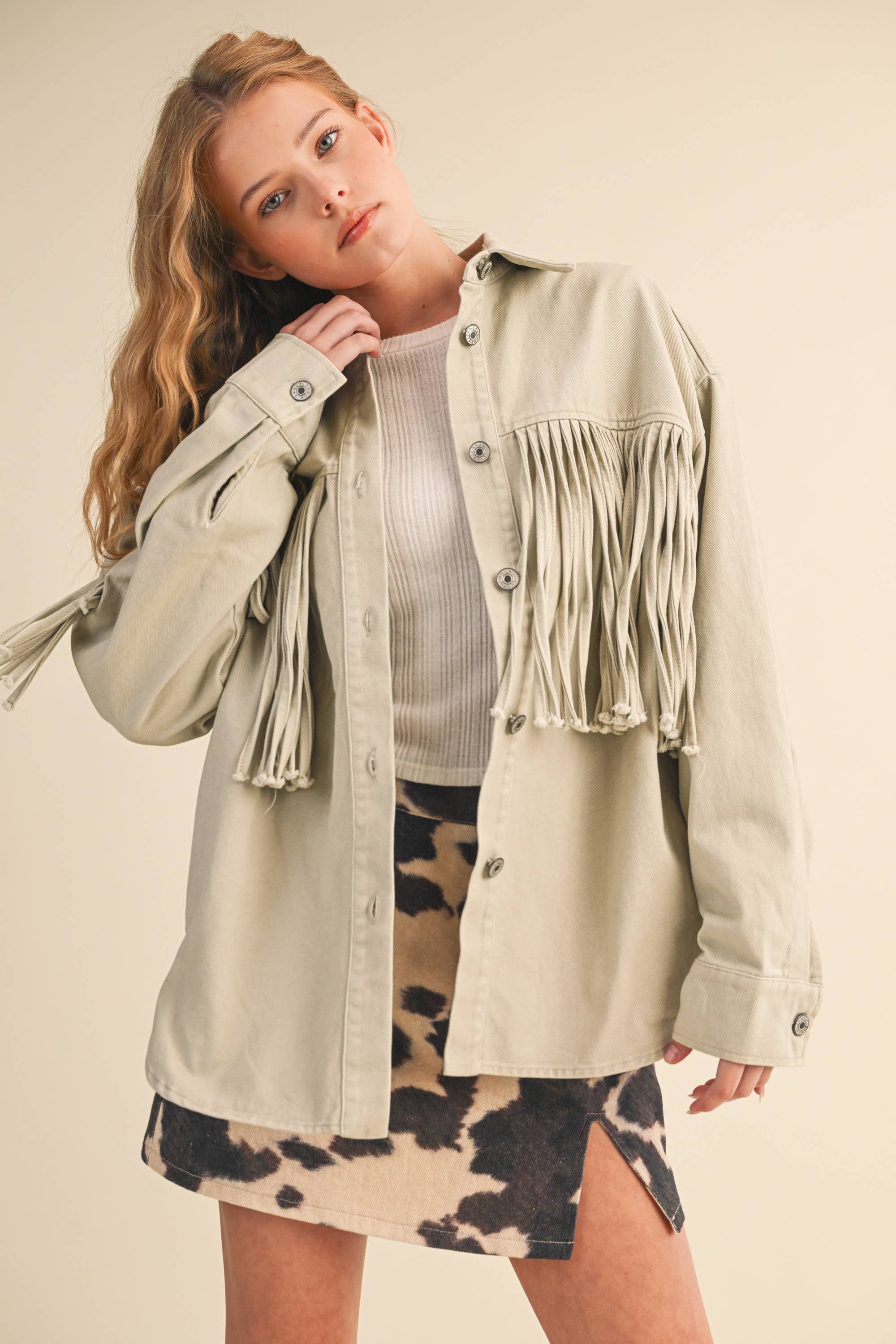 Klesis - Vente Veste-chemise – femme - Veste en jean à boutons avec couleur contrastante IJ17120