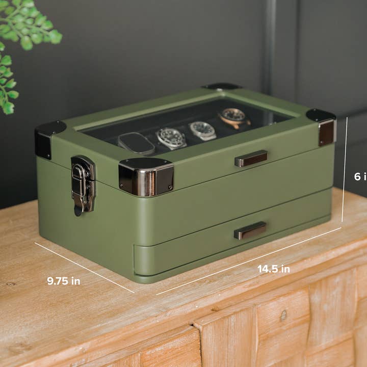 Coffret militaire pour montres - 10 compartiments pour la vente par Case Elegance