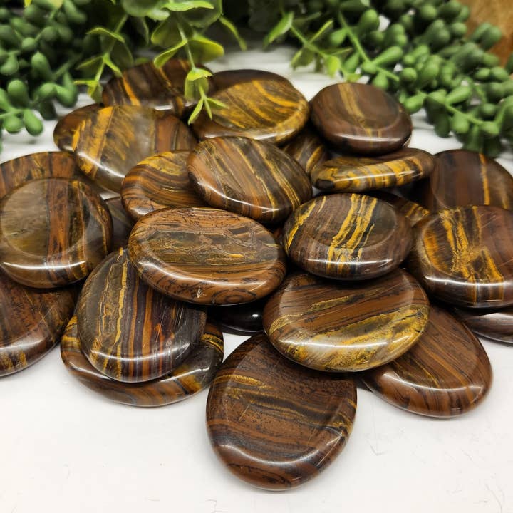 Meraki Gemstones - Wholesale Spiritual Stone/Crystal - Iron Tiger Gemstone Worry Stones-50x40x10mm (0.5kg/1.1lbs)