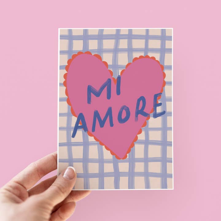 Mi Amore Valentine's Day Card for wholesale by Sweetlove Press