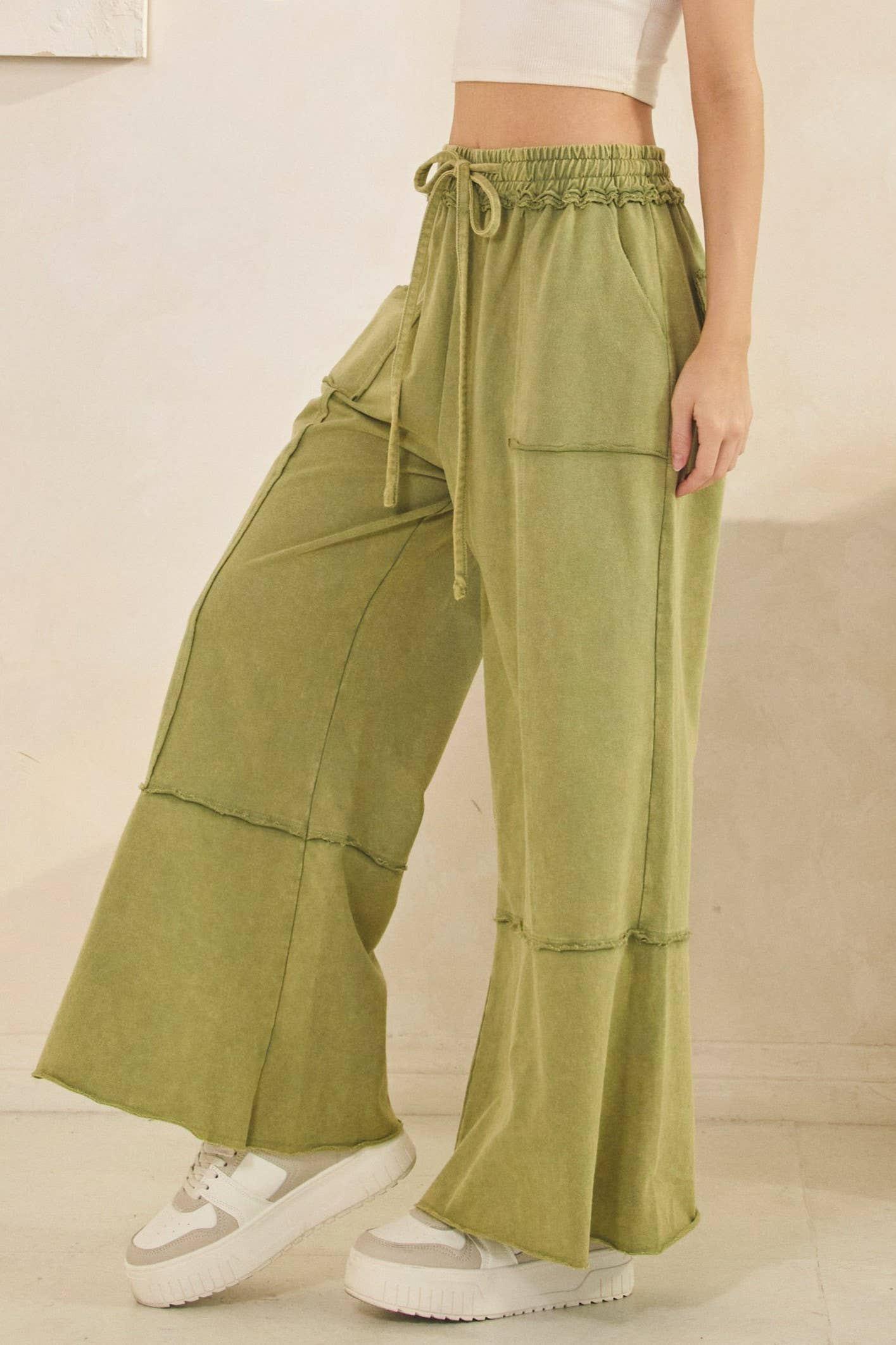 Sage + Fig - Wholesale Pants - Women's - MINERAL WASHED TERRY KNIT PANTS (SP7055-A)6