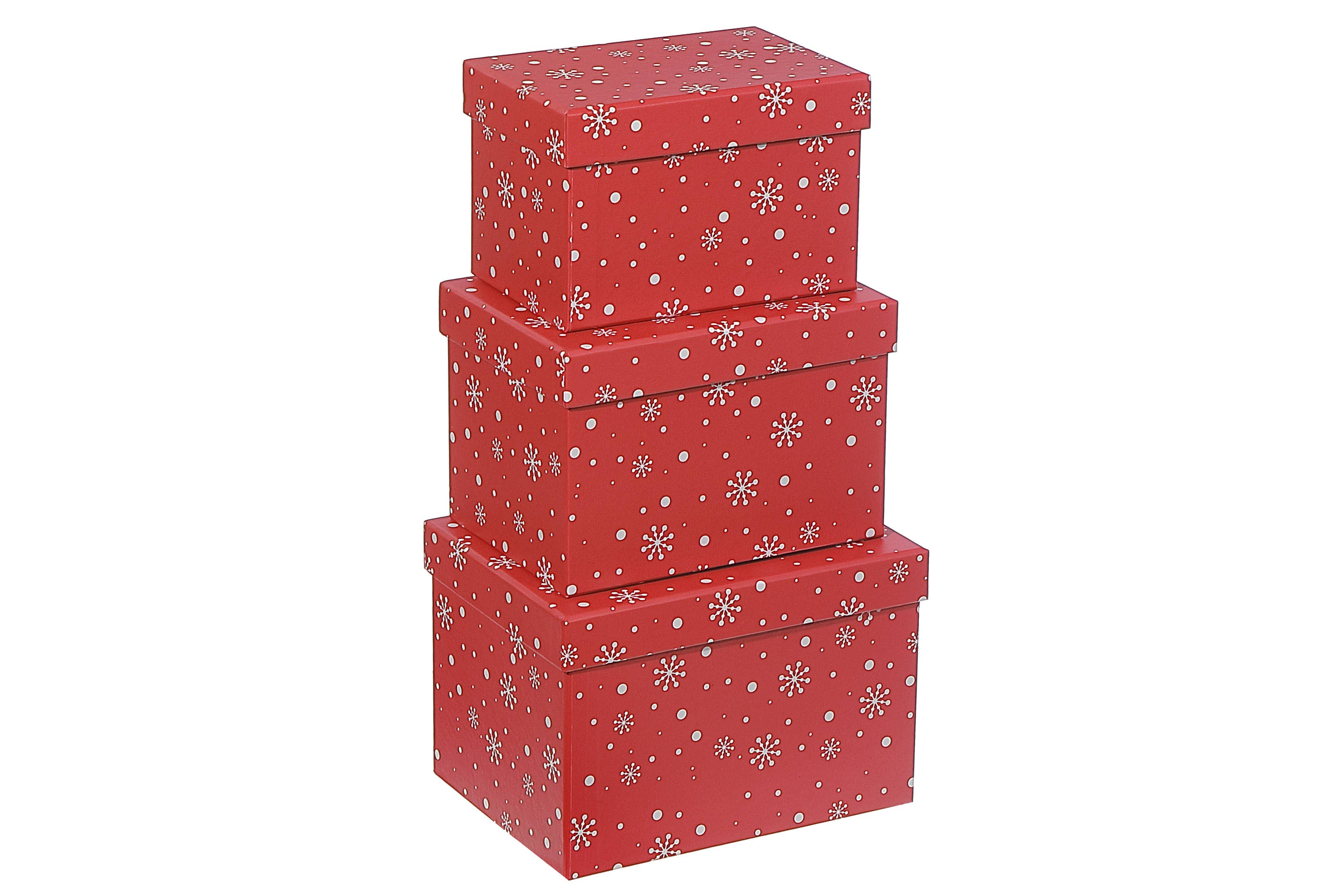 IH Casa Decor - Wholesale Gift Box - RECT. NESTING BOXES (SNOWFLAKE ON RED) (SET OF 3)0