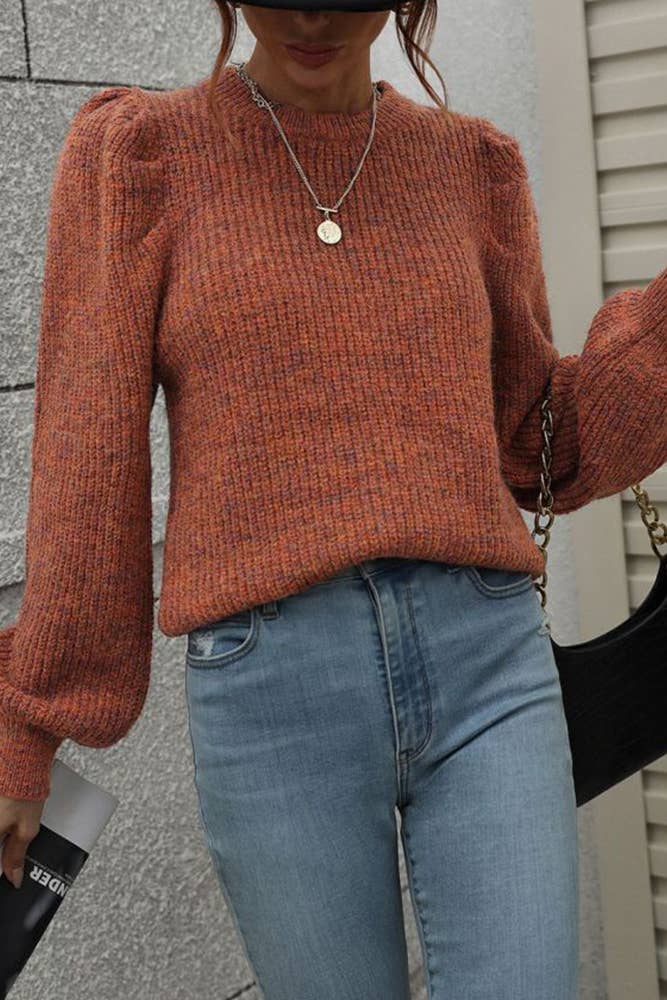 UNISHE - Wholesale Knit Sweater - Women's - Plain Puffy Sleeves Pullover Sweaters MY0194