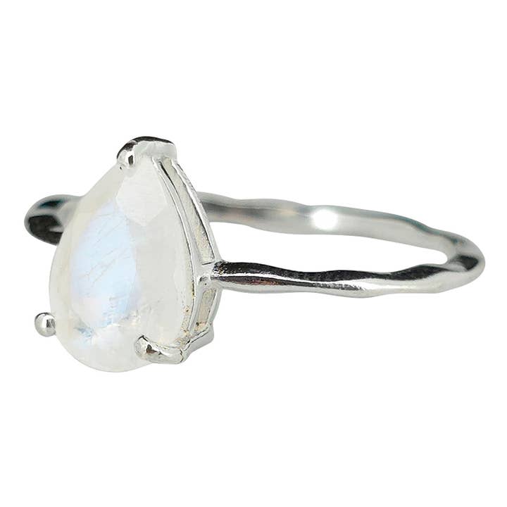 Amberman - Wholesale Single Stone/Solitaire Ring - Faceted Moonstone Sterling Silver Ring