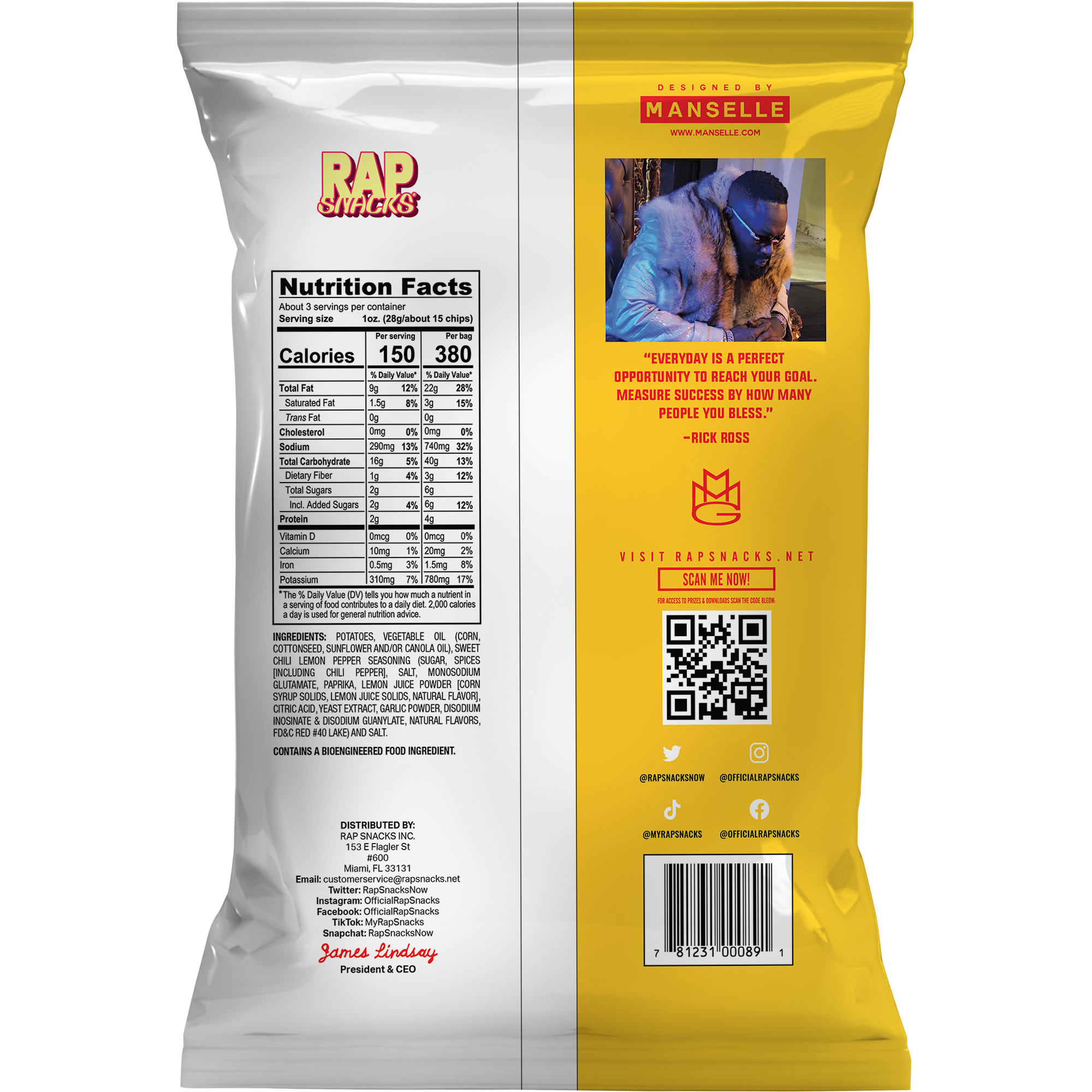 Rap Snacks - Vente Chips - Chips de pommes de terre Rick Ross Sweet Chili Lemon Pepper (70g)1