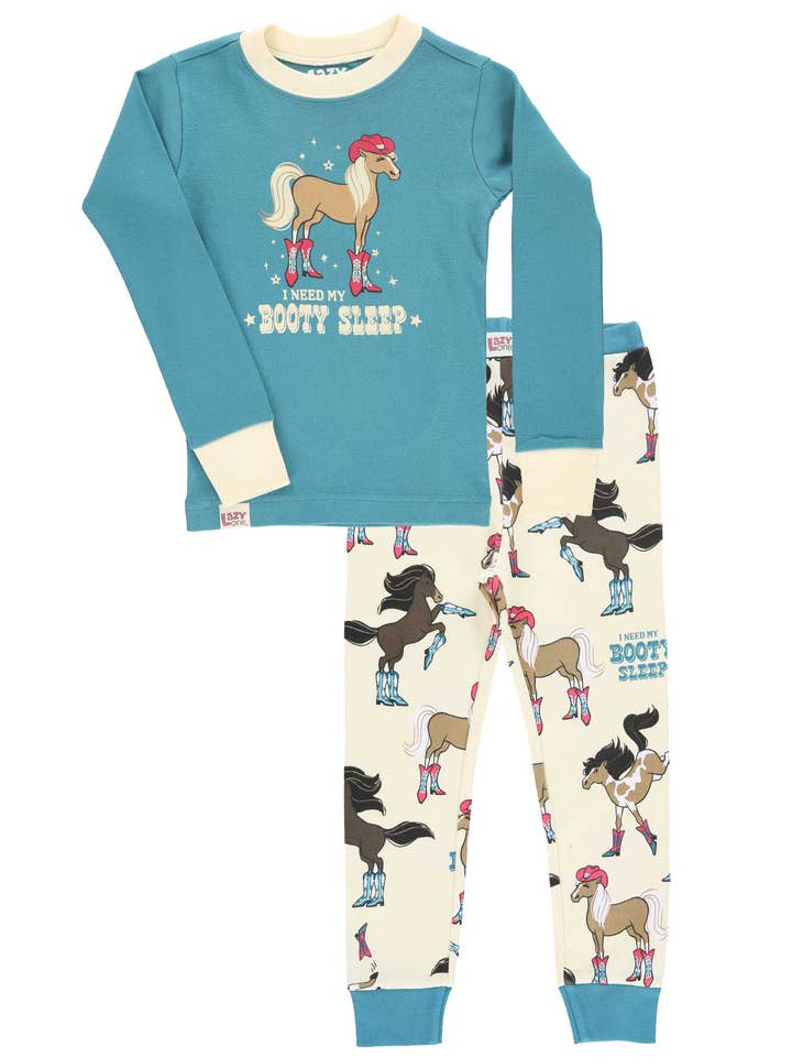 Booty Sleep Blue Kid's Long Sleeve Pajama Set for wholesale by Lazy One