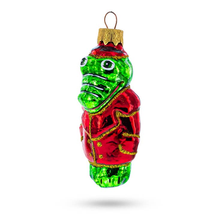 Crocodile in Red Jacket Glass Ornament for wholesale by BestPysanky