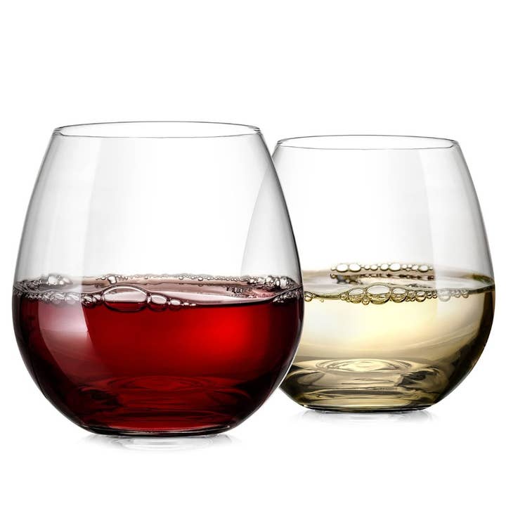Zulay Kitchen - Wholesale Wine Glass - 14.5 oz Stemless Wine Glasses Set - Heavy Base