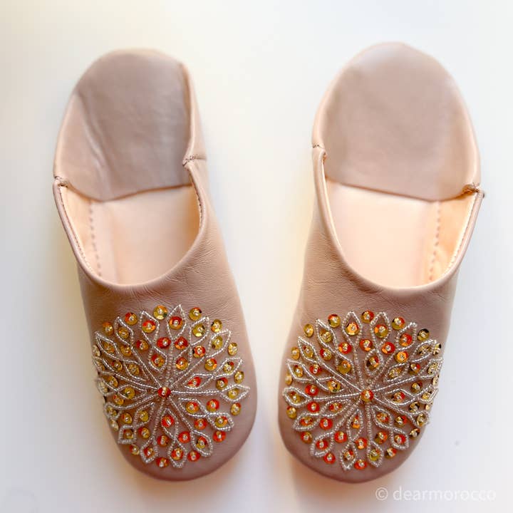 dear Morocco - Wholesale Slippers - Women's - Moroccan leather Slipper Babouche // Beads Nuss Nuss1
