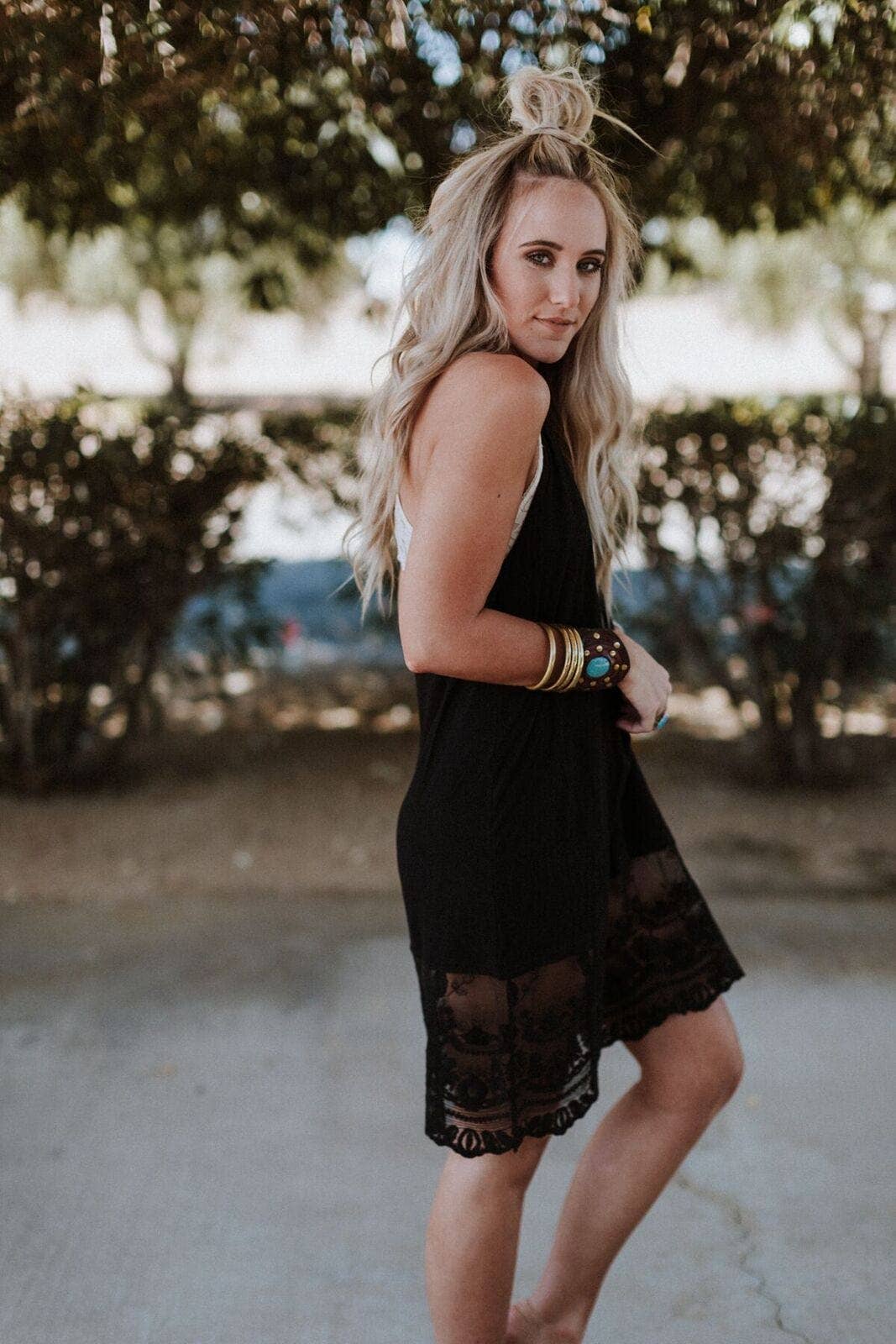 Ivory Prima Lace Hem Slip - Black for wholesale on Faire1