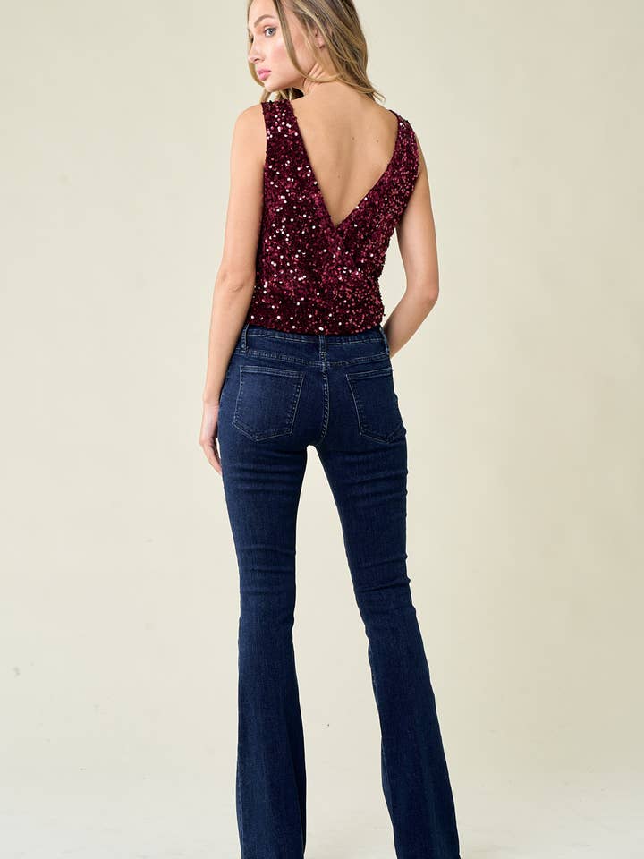 Saints & Hearts - Vente Body – femme - BODY EN VELOURS À PAILLETTES SIR4106C WINE HOLIDAY, DÉCONTRACTÉ5