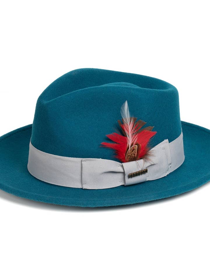 Krossbar syra blå 100% australiensisk ullfedora hatt för wholesale av Ferrecci