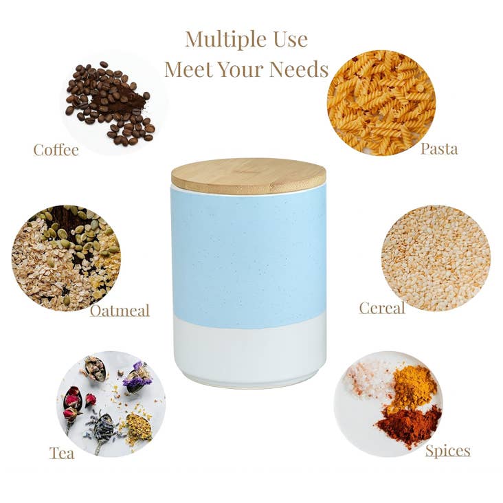 ARTONUSA - Wholesale Food Storage Container - Ceramic Canister Set with Airtight Wood Lids - 3-Piece set8