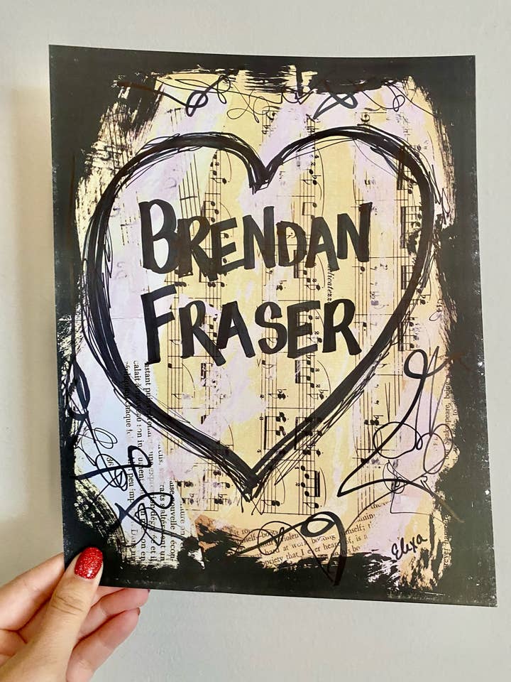 BRENDAN FRASER "Heart Brendan Fraser" - ART PRINT for wholesale by Lexicon of Love Music Art