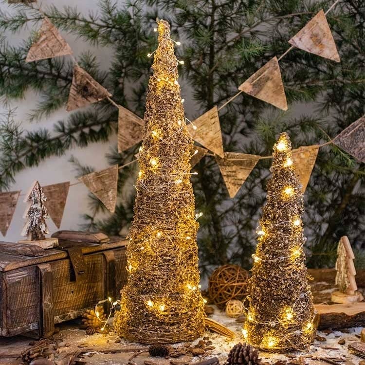 Rustic Reach - Vente Décoration de Noël - Sapin de Noël en rotin doré6