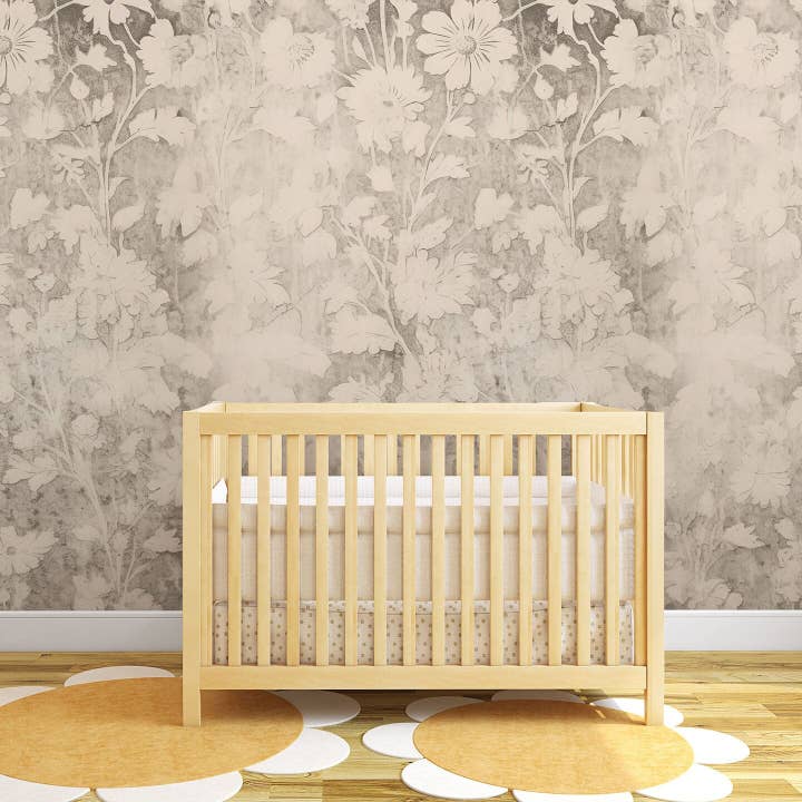 Grey Vintage Wildflower Wall Mural for wholesale on Faire7