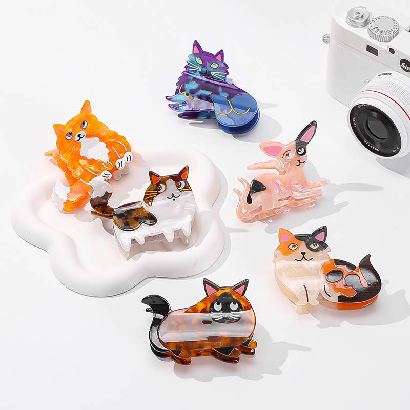 SoapElenGlen – Großhandel Haarclip – Damen – Niedliche Katzen- & Hunde-Acetat-Haarspangen.1