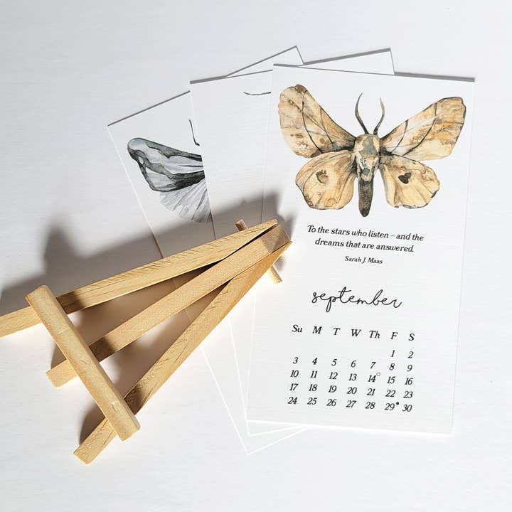 Lucky Dog Design Co. - Wholesale Calendar - Moths & Dreamy Book Quotes 2026 Desk Calendar6